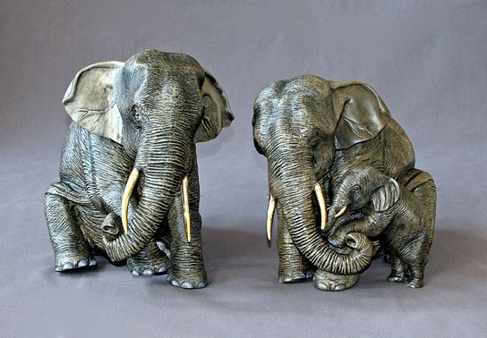 Barry Stein Elephant Papa, Mama & Baby